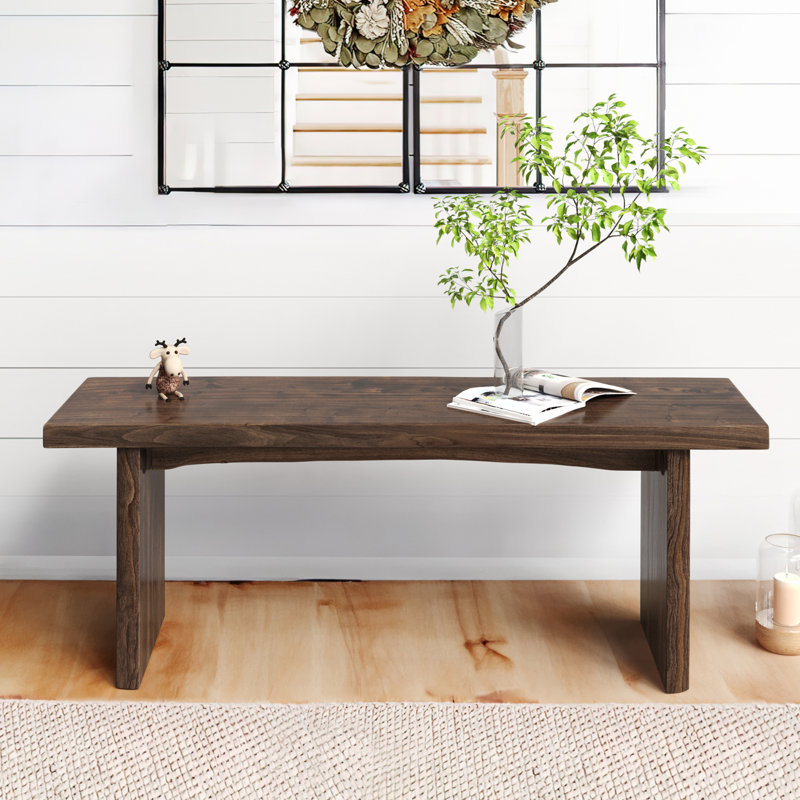Banc en bois massif Beitnes, Brun foncé - bois d'orme, 17.7" H x 47.2" W x 12.6" D
