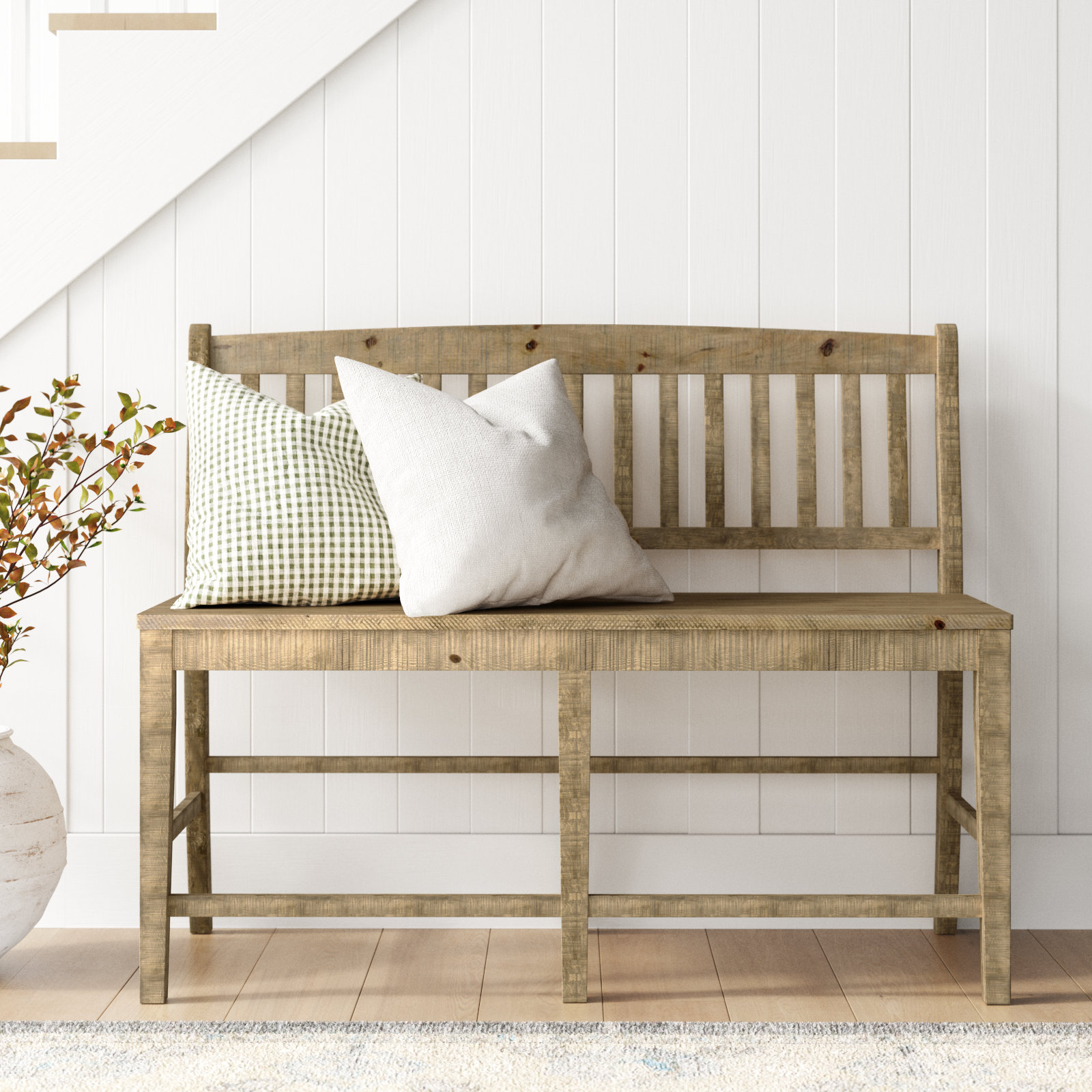 Farmhouse wood deals bench