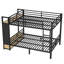 Grand lit superposé en métal pour les adolescents avec tablettes de rangement, tiroirs et panneau perforé-1846500982