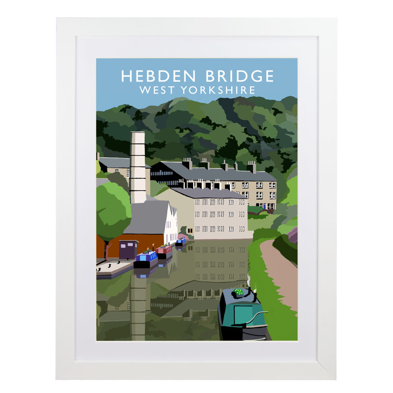 Hebden Bridge by Richard O'Neil - Print, White Wood Frame, 43.5 cm H x 33.5 cm W x 2.2 cm D
