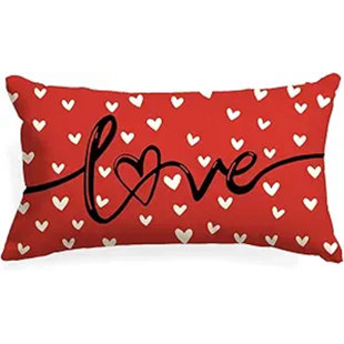 Valentines Day Pillow Covers,12x20inch Farmhouse Valentines Day Decor Red White Sweet Love Throw Pillow Case
