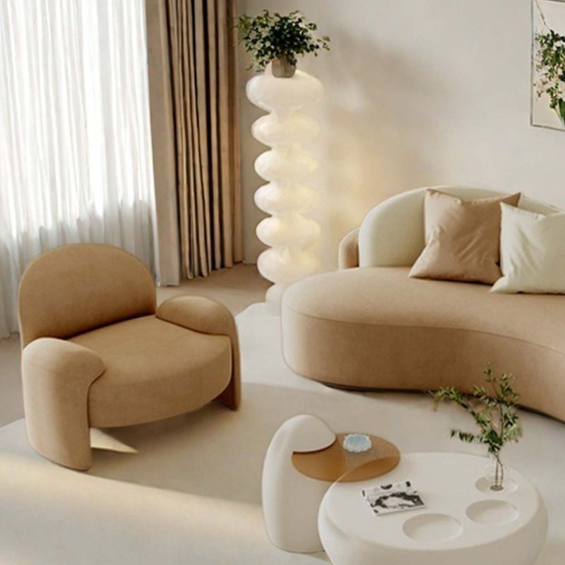 Cream fabric sofa special-shaped creative net