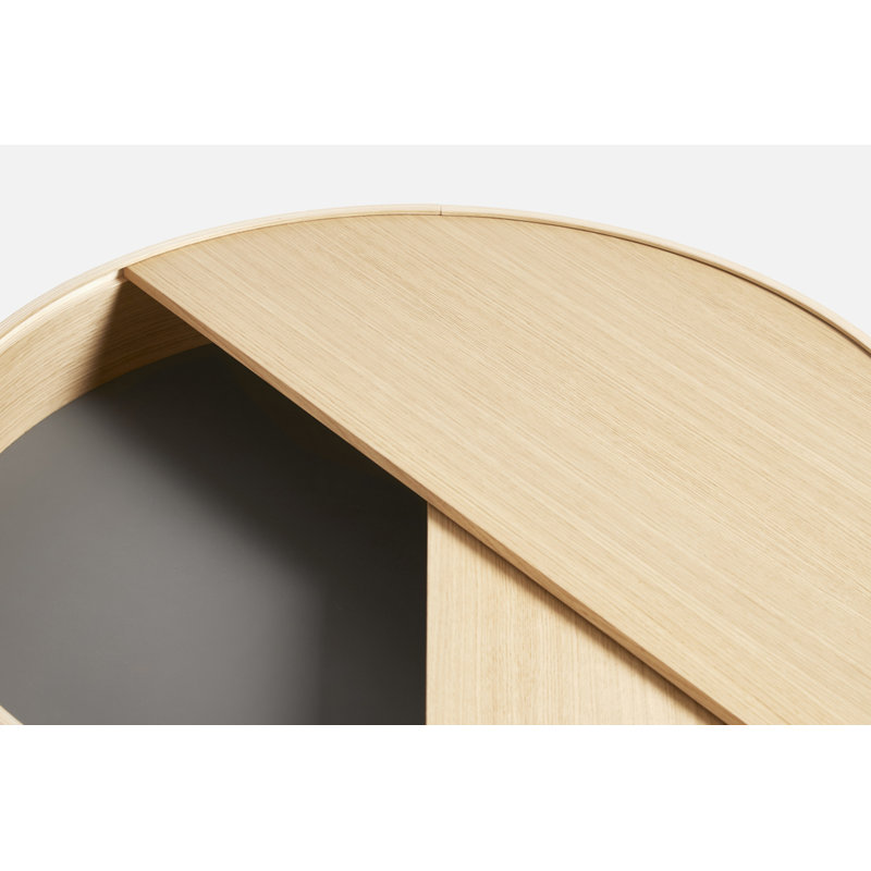Arc Coffe Table, 15" H x 35" L x 35" W, White Pigmented Lacquered Ash