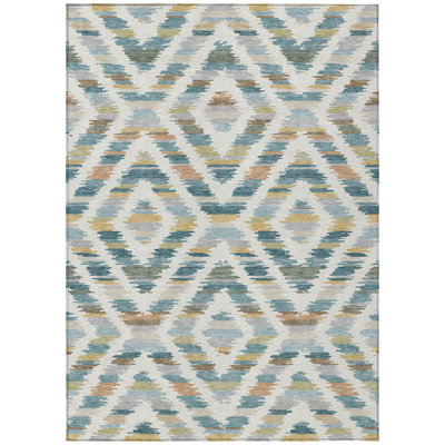 Machine Washable Indoor/Outdoor Chantille Tribal Rug