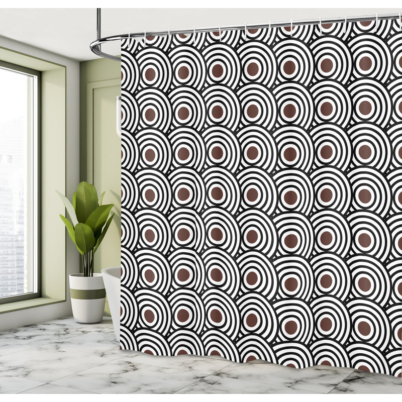 Ensemble de rideau de douche en forme de tourbillon concentriques moderne et minimaliste rétro, H 84 po x l 69 po