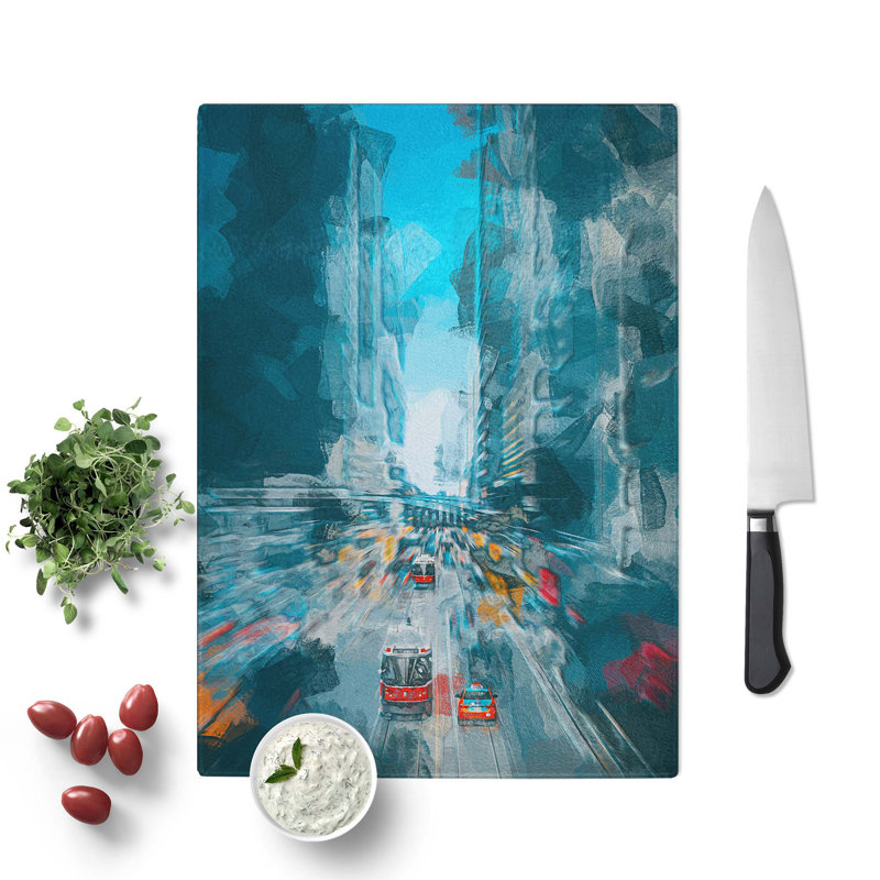 Tempered Glass Toronto in Canada in Abstract Chopping Board, 28.5 cm W x 39 cm L