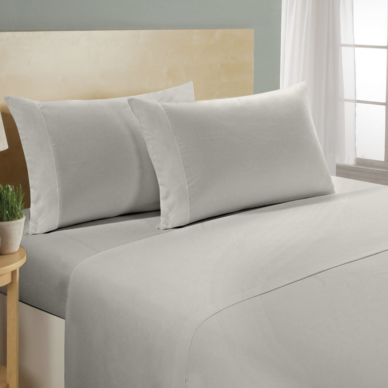 Ensemble de draps en coton à 100 % à densité de tissage de 1000 fils de la collection Milan, Gris