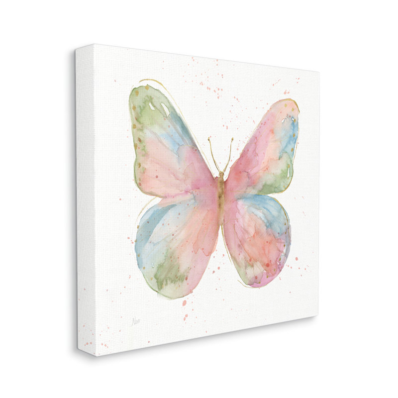 «Child's Spring Butterfly», aquarelle abstraite, motif d'ailes par Nan - impression, H 24 po x l 24 po, Toile tendue