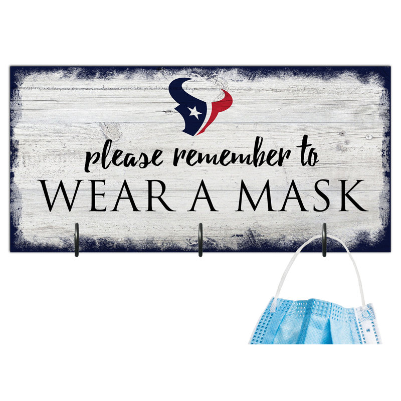 3 - Hook Wall Mounted Coat Rack, Houston Texans
