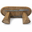 Table basse ovale extensible moderne FFZ 55 po avec pieds à lattes et structure en MDF