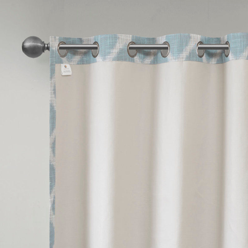 Rideau occultant en jacquard avec œillets, L 50,2 po x L 84,06 po, Turquoise