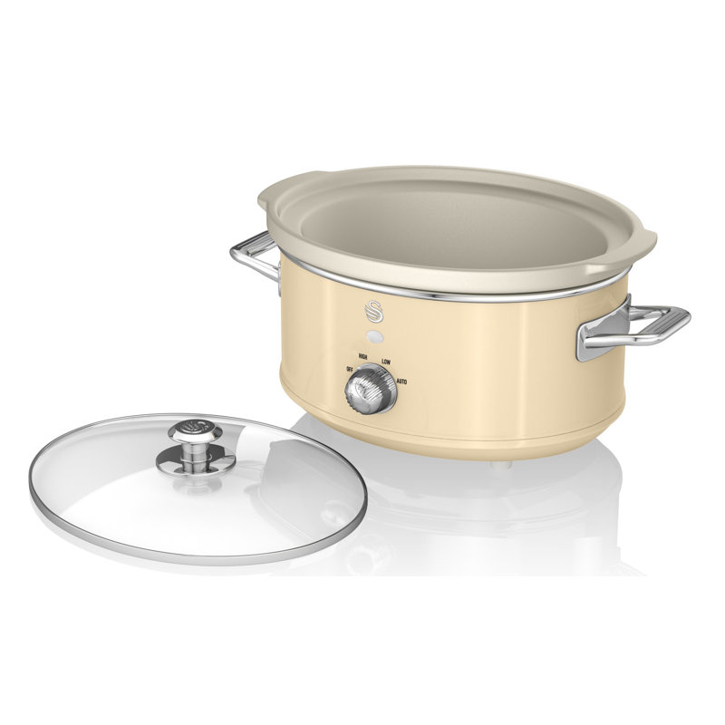 Swan Retro Slow Cooker with 3 Temperature Settings, Keep Warm Function, 200W, Cream