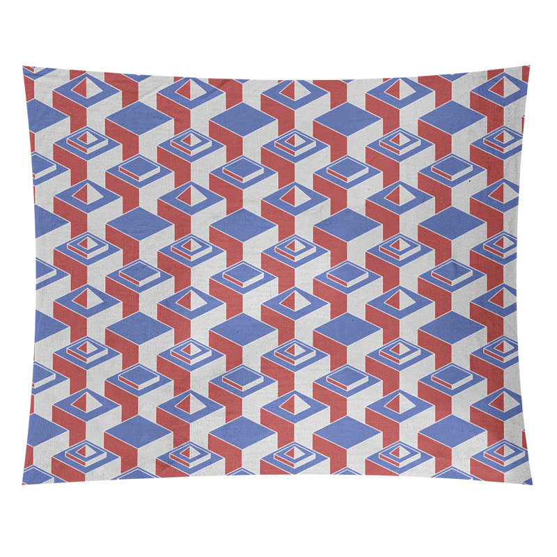 Tapisserie, H 27,5 po x l 37,5 po, Bleu/rouge