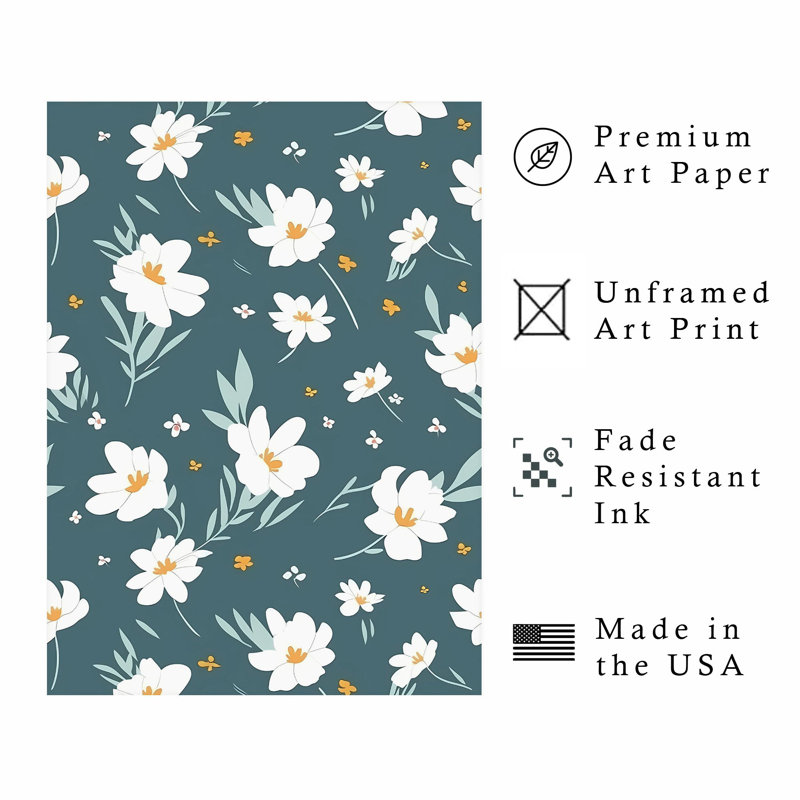 Impression florale de printemps scandinave sans cadre, H 20 po x l 16 po