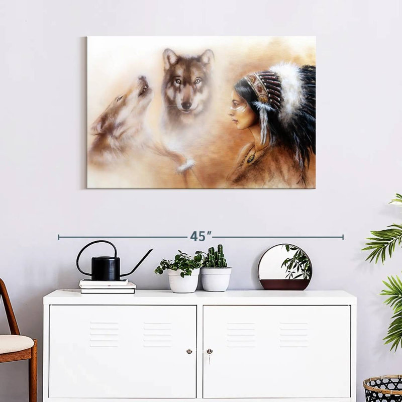 Loch cherokee amérindien sur toile, H 24 po x l 36 po x P 1,25 po