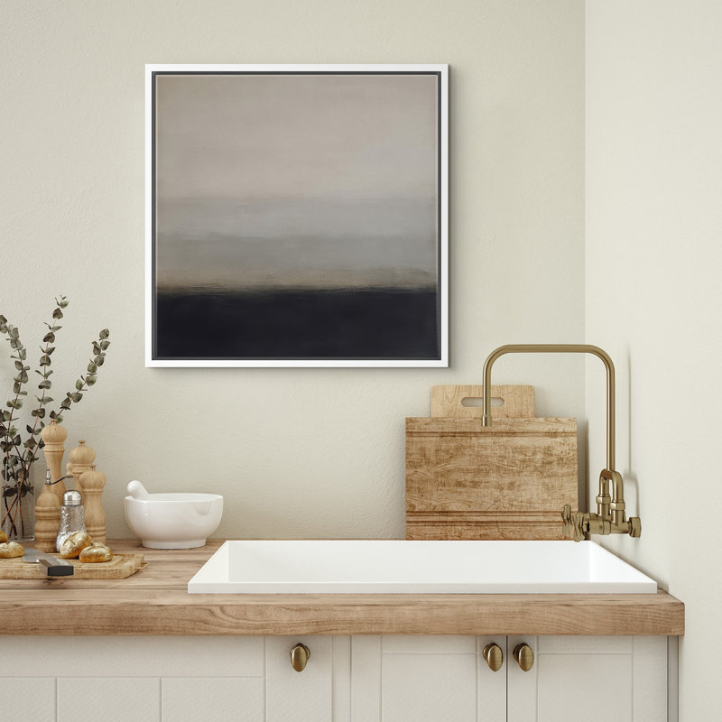 Art mural encadré, reproduction de paysage abstrait pour un décor minimaliste, H 16 po x l 16 po, Blanc