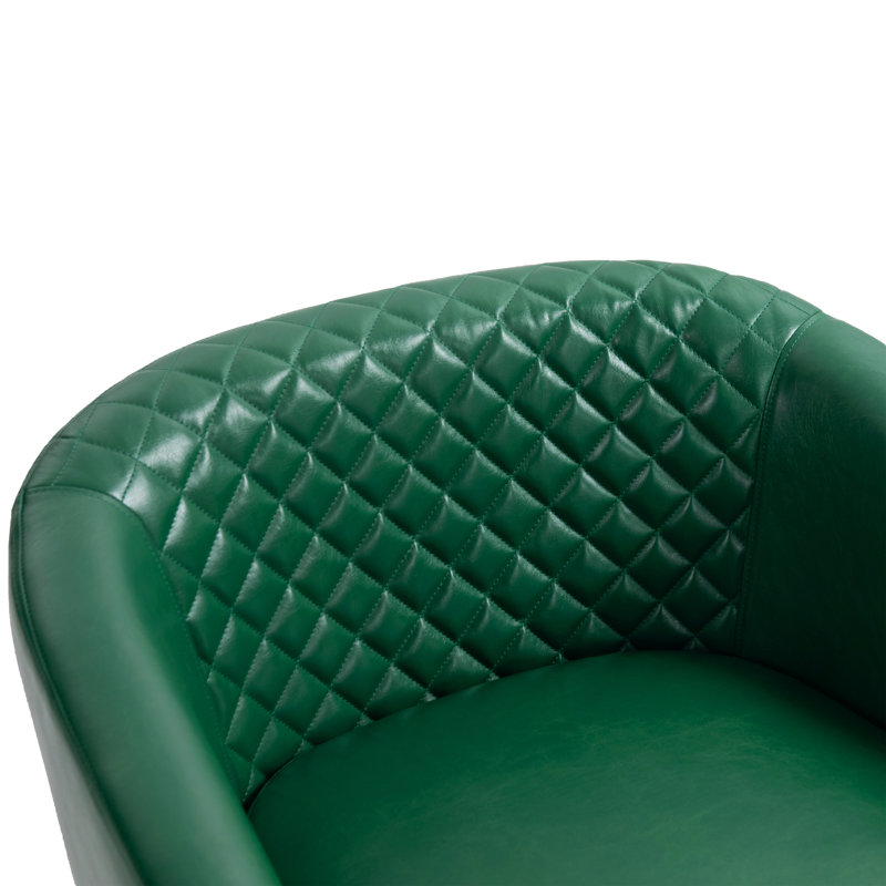 Fauteuil demi-tonneau capitonné avec garniture cloutée Edvardas, Similicuir vert