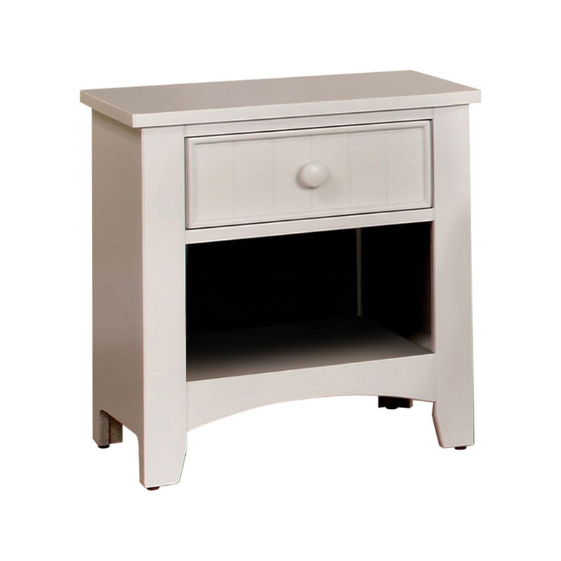 Table de chevet en bois à 1 tiroir Gailyn, Blanc