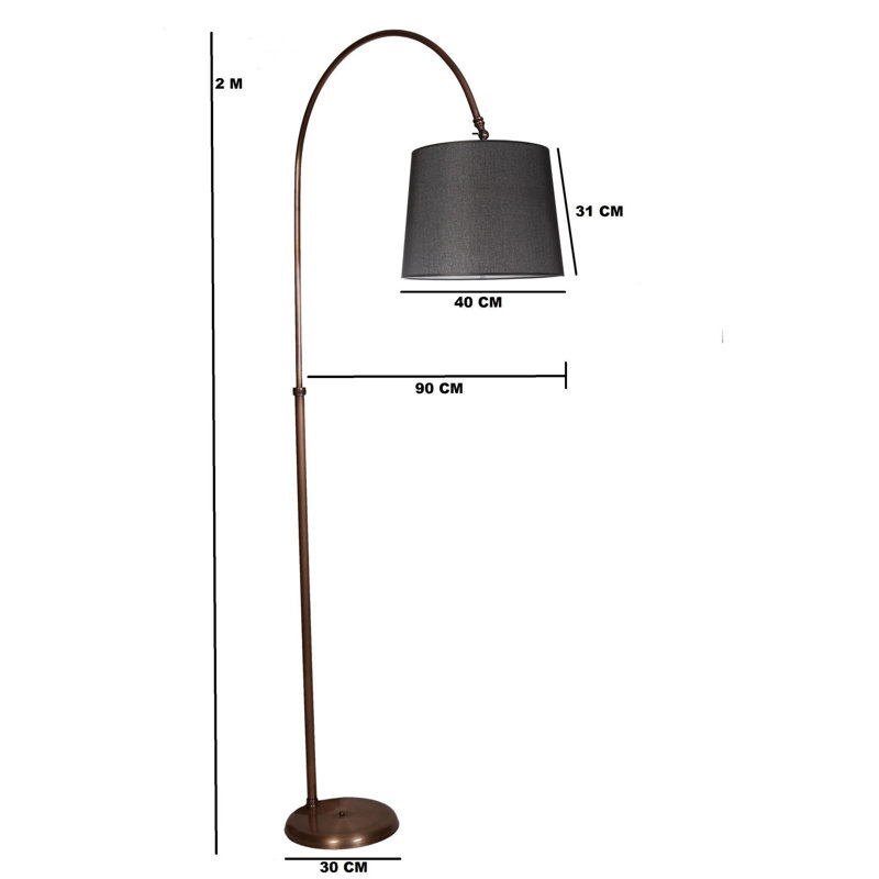 Luro Modern Floor Lamp with Metal Body, Chrome & Black Finish, 78.7 in Height | 15.7 in Diameter Shade, E27 Socket (Max 60W), On/Off Switch on Cable | Elegant Lighting for Living Room, Bedroom & Office