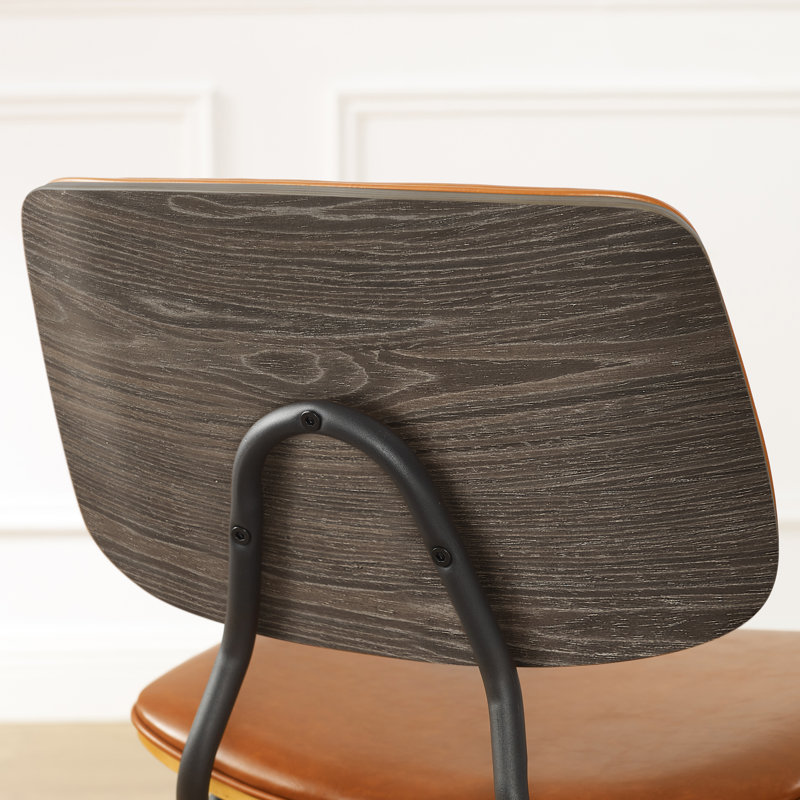 Brantson 18.11 Wide Faux Leather Dinning Side Chair with Metal Frame, Brown