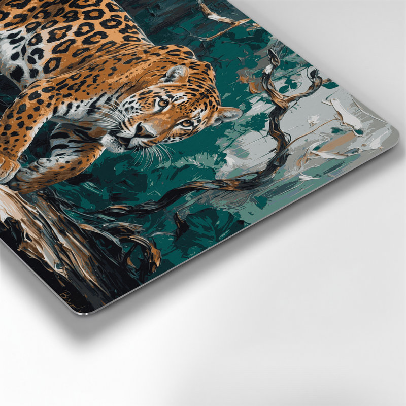 «Big Cats», art mural noir en métal jaguar brésilien, H 16 po x l 20 po