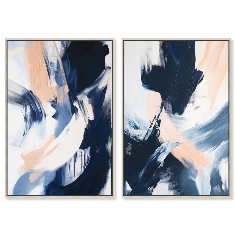 Ensemble artistique « Sere Skies Duet » : impression sur toile bleu et sauge par Art Remedy, cadre noir, 10 x 15