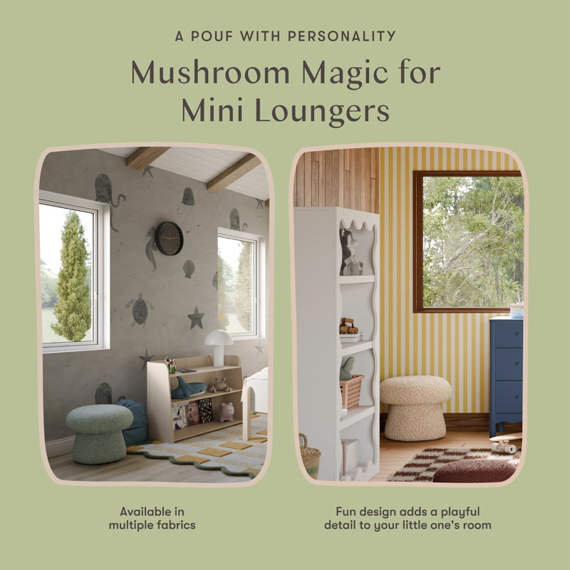 Mini Mushroom Pouf, Chai Shearling