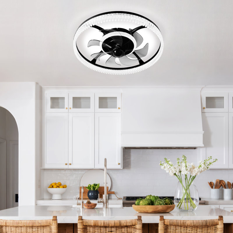 Ventilateur de plafond avec lumières RVB RVB, ventilateur de plafond à profil bas Fandelier de 19 po, intensité variable 3000K-6000K et ventilateur de plafond à DEL encastré moderne avec télécommande pour chambre à coucher