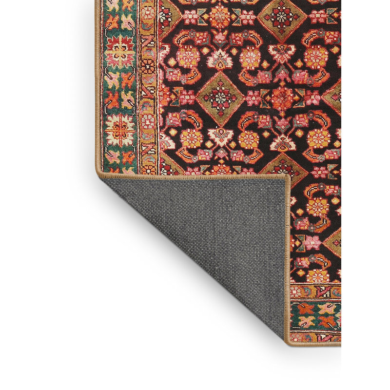 Tapis traditionnel mehroon/noir/crème, Rectangle 5 pi x 7 pi
