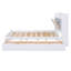 Grand lit plateforme en bois avec tête de lit avec rangement, tablettes et 4 tiroirs, blanc