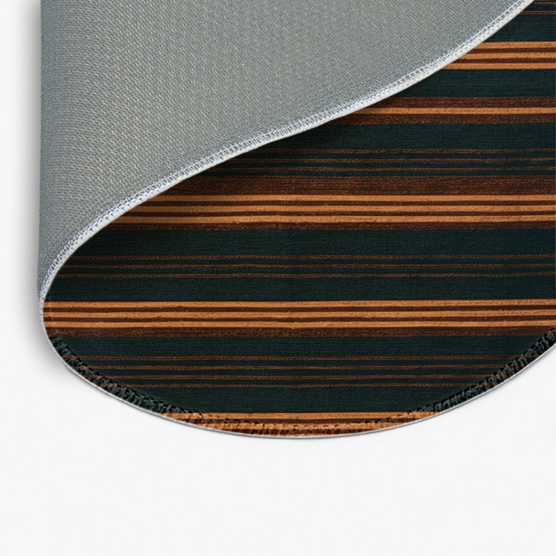 Tapis intérieur / extérieur vert HorizontalStripes, Rond 5 pi