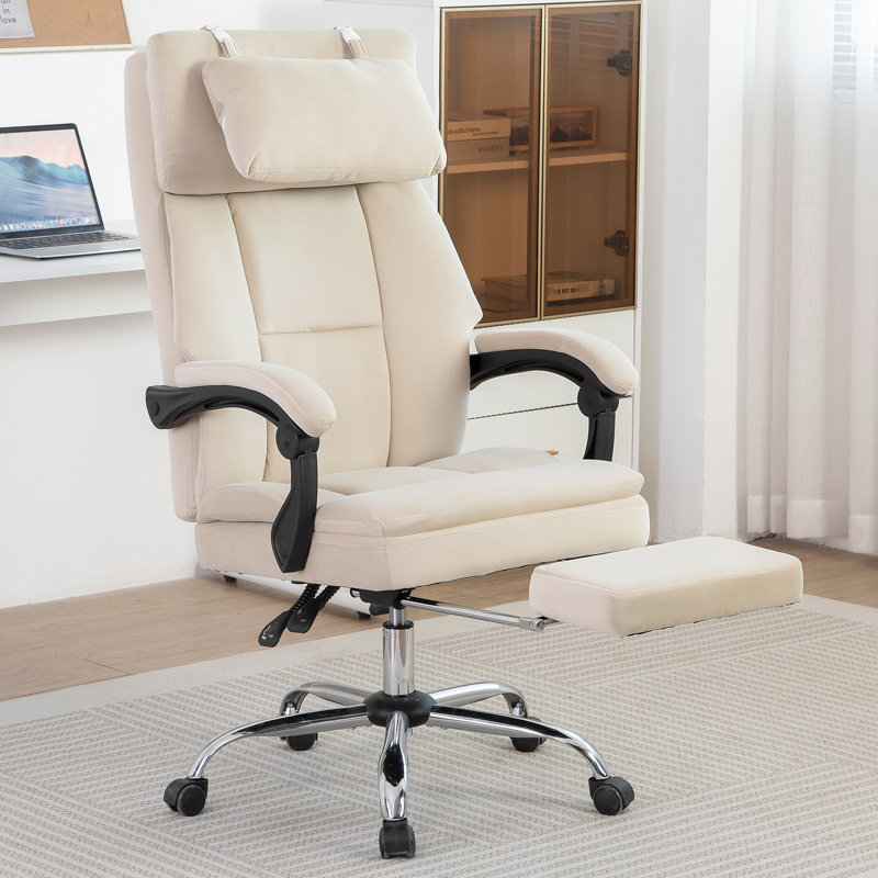 Grand et grand choix de sièges de bureau, velours beige, chaise confortable réglable, siège en velours, dossier haut, réglages