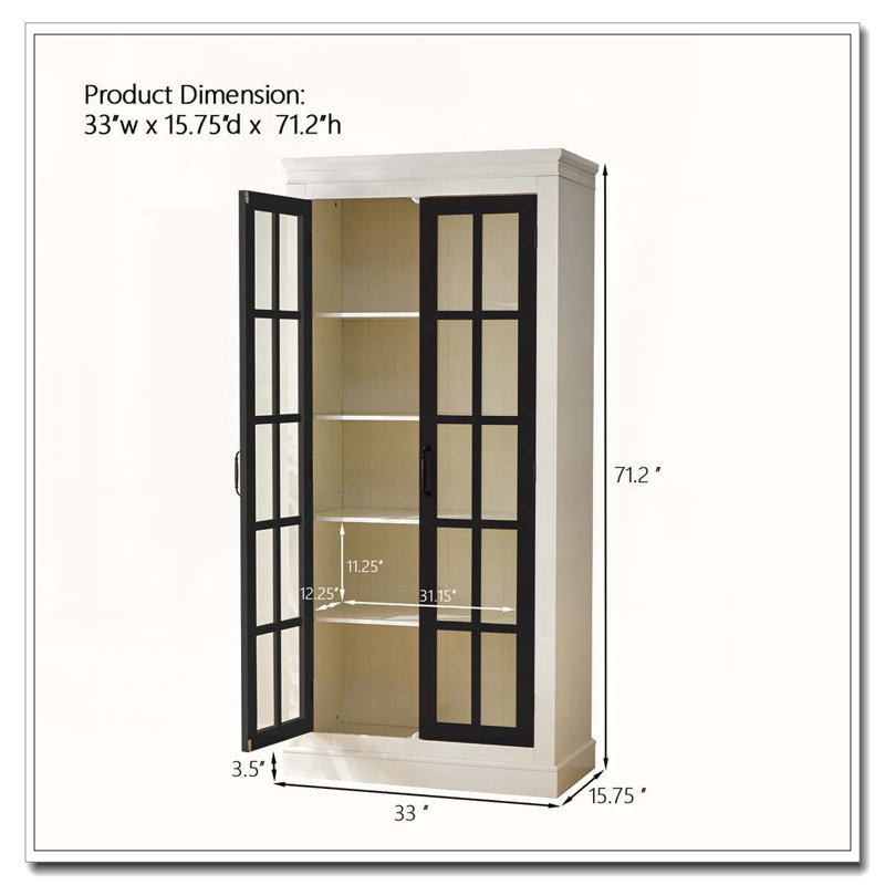 Vitrine avec portes en verre, Noir