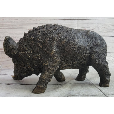 Calizza Wild Boar Pig Feral Hog Bronze Sculpture Statue Figure Figurine Decor