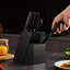 Ensemble de couteaux de cuisine avec bloc et aiguiseur, ensemble de couteaux allemand en acier inoxydable à haute teneur en carbone de 15 pièces, coutellerie de cuisine avec poignée ergonomique en PP, tige d'affûtage et bloc en bois, pour cuisiniers à domicile