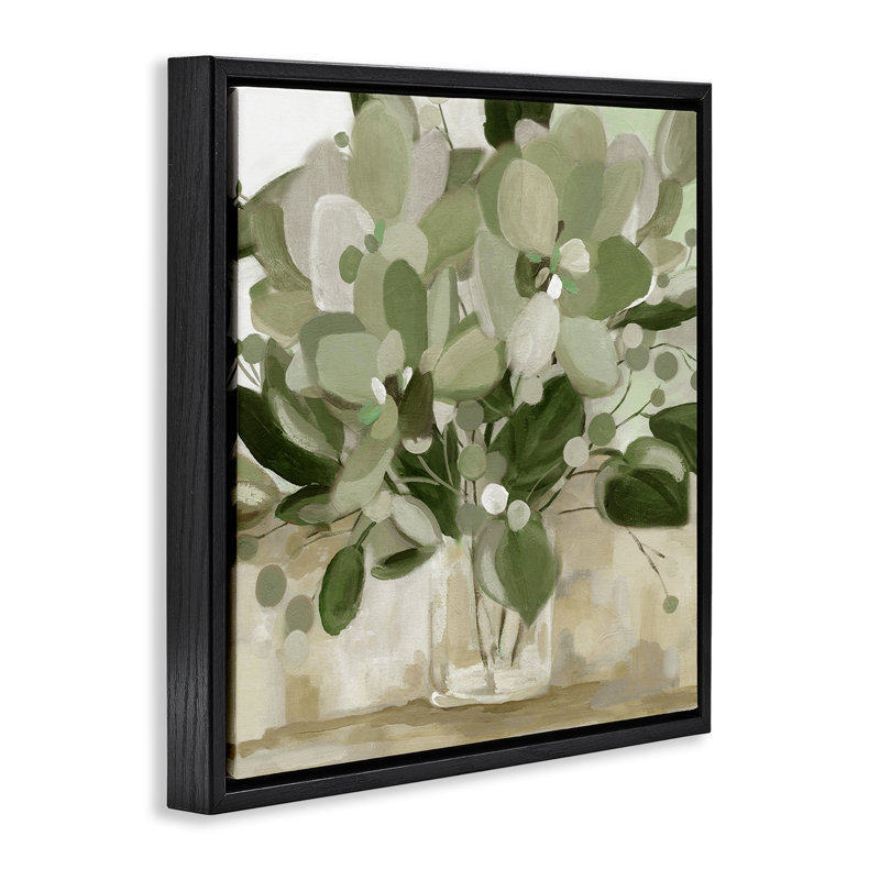 Art mural sur toile Bouquet encadré, design par Carol Robinson, 25" H x 25" W, Cadre flottant noir de jais