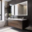 Miroir de salle de bain 48 po x 32 po à DEL, cadre en aluminium avec lumières biseautées à angle biseauté à 45 °, 3 couleurs, antibuée, convenant à une décoration moderne