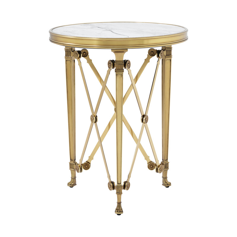 Spencer London End Table, Cannes Brass/Gray, 22" H x 18" W x 18" D