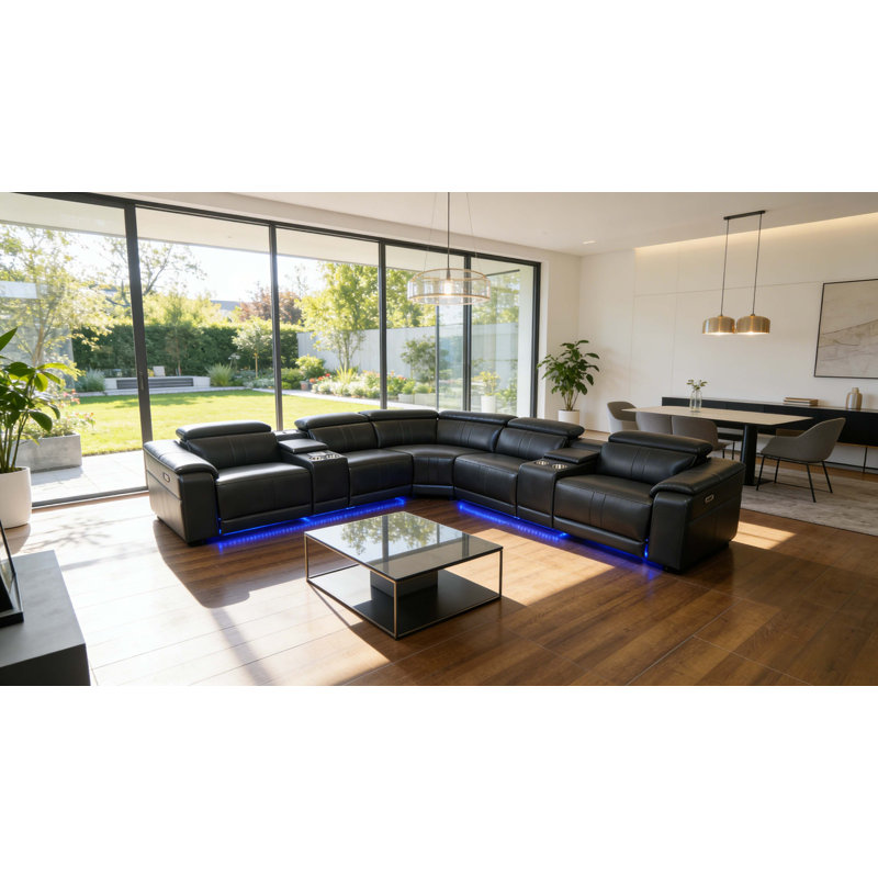 Canapé d'angle inclinable électrique avec haut-parleurs Bluetooth et chargeur sans fil