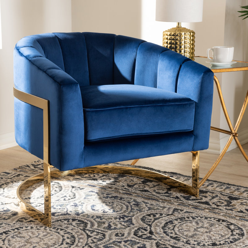 Fauteuil demi-tonneau en velours 29,1 po Fraire