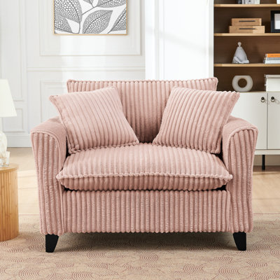 Chaise rose confortable en velours côtelé, conception ergonomique et pieds en plastique pour la chambre à coucher, le siège de la fenêtre du salon