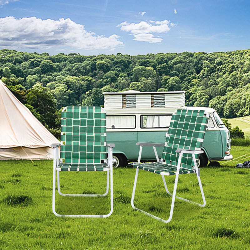 Chaise de plage pliante en métal, Vert foncé