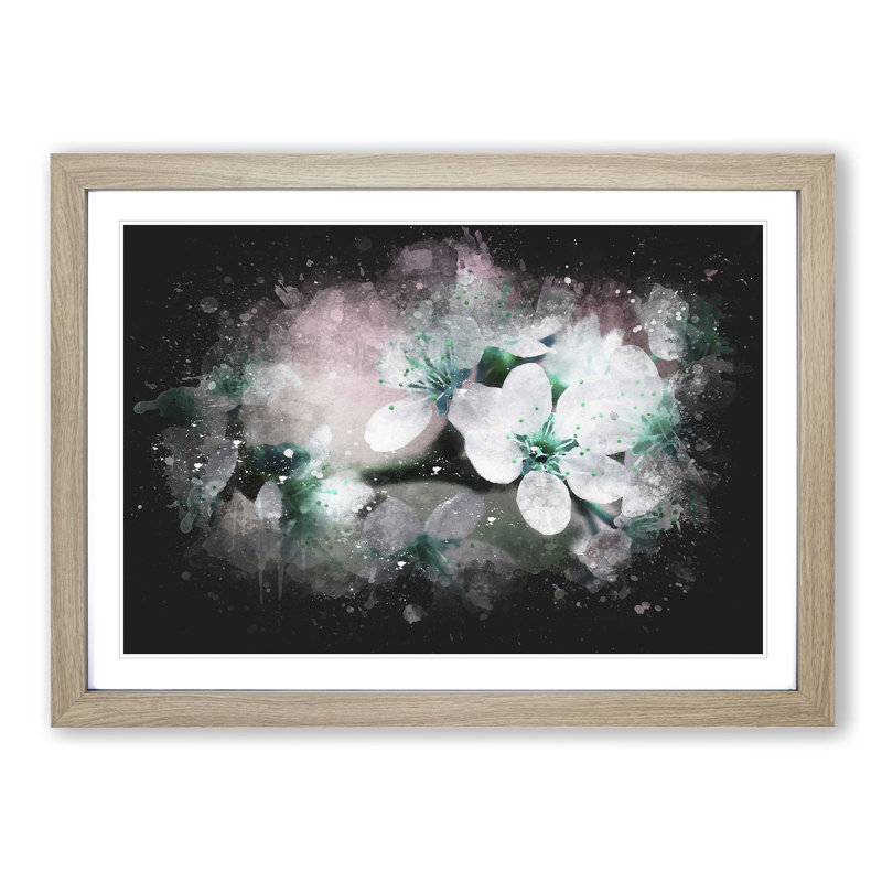 White Cherry Blossom Tree in Bloom - Picture Frame Graphic Art Print, 45cm H x 63cm W x 2cm D, Oak Framed