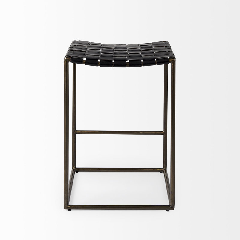 Tabouret de bar et de comptoir Willette, Tabouret de comptoir (siège d'une hauteur de 26 p, Nickel, Noir