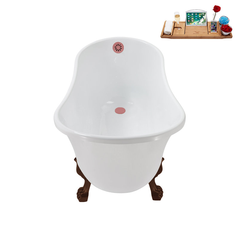 51.2'' x 25.6'' Soaking Acrylic Bathtub, Matte Oil Rubbed Bronze, Matte Pink