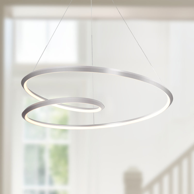 Ampersand 1 - Light LED Pendant, Brushed Nickel, 129.63" H x 39.375" W x 39.375" D
