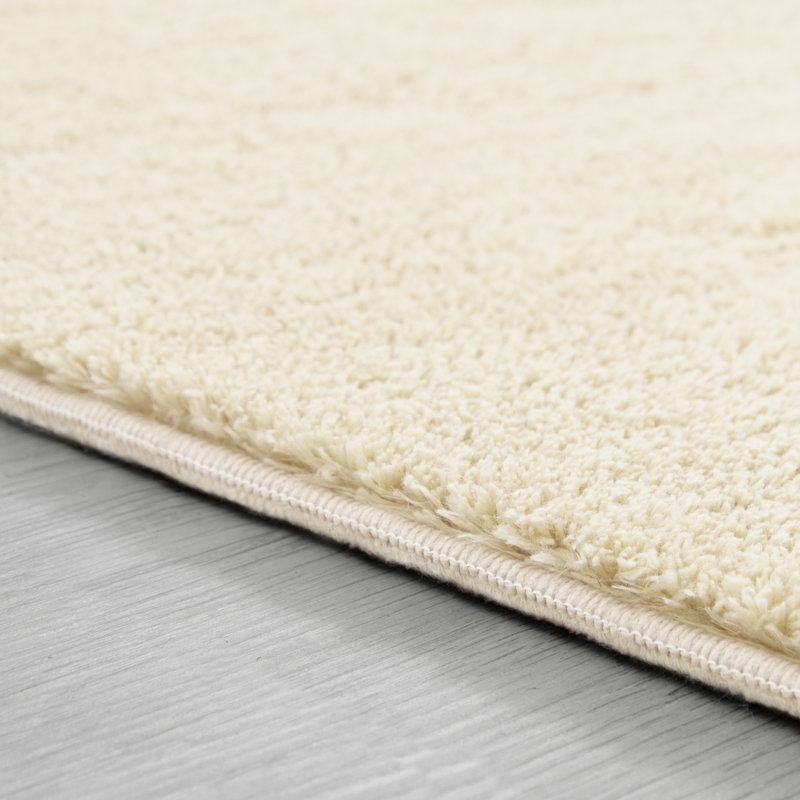 Soft Area Rug Cozy Low-Pile Rug Anti-Slip Solid Color Washable, Rectangle 2'8" x 4'11", Beige