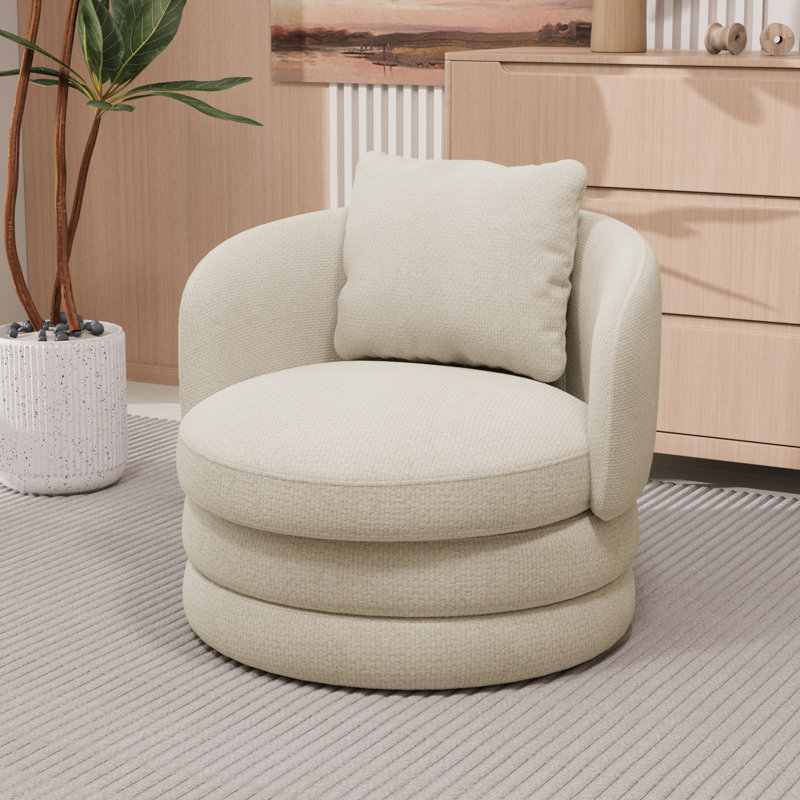 Fauteuil d'appoint large et moderne rembourré, Beige