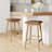 Upholstered Counter Stool with Solid Wood Frame