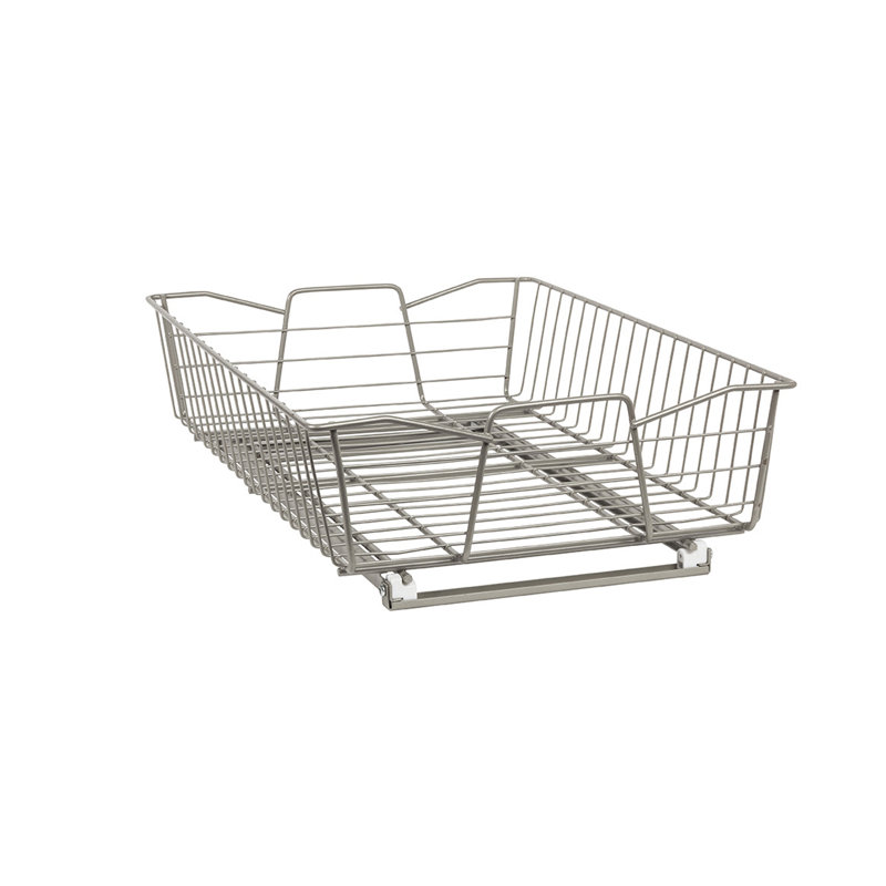 Nickel-Finish Steel Pull-Out Cabinet Organizer, 13.5"